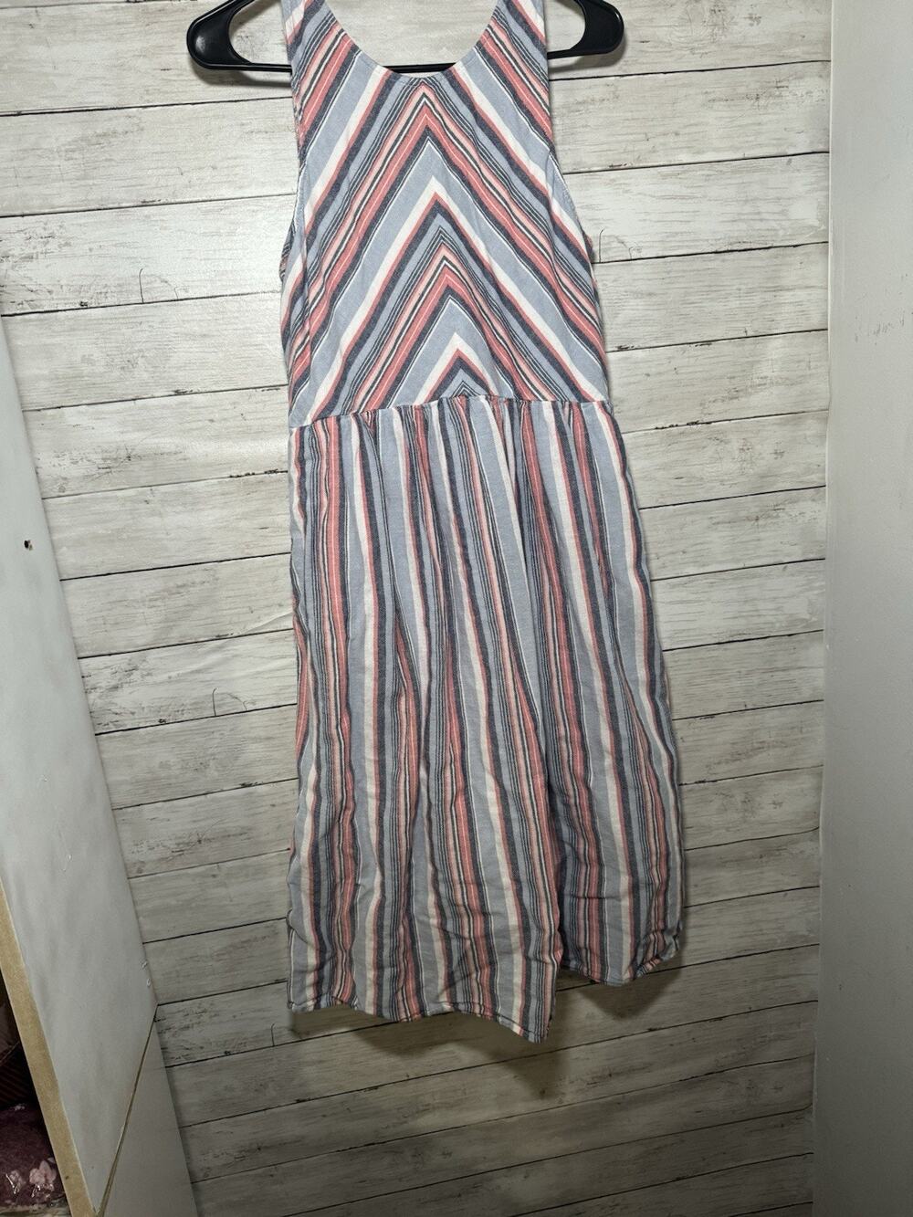 Womens True Craft Blue Pink Summer Dress 100 Percent Cotton Size Large L EUC